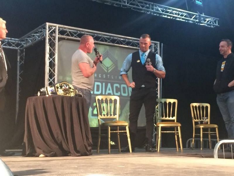 Nick Aldis continuing the 'Ten Pounds of Gold' story at Wrestling MediaCon